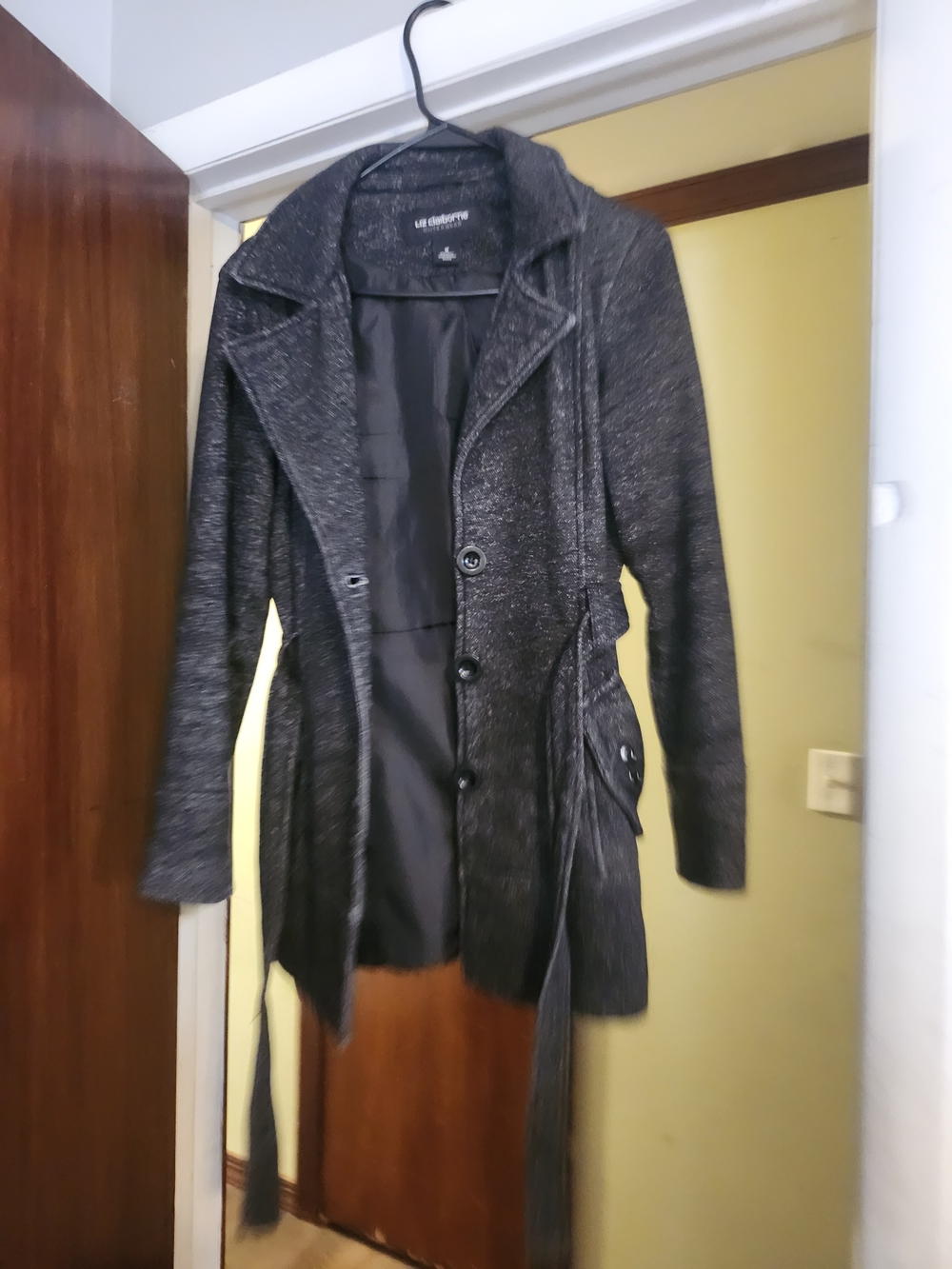Liz Claiborne Women’s Charcoal Gray Belted Trench Coat